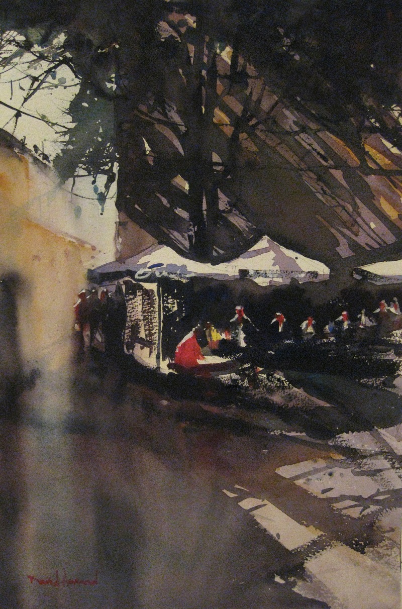 David Heywood 'A break in the shade' Ronda Original Watercolour 